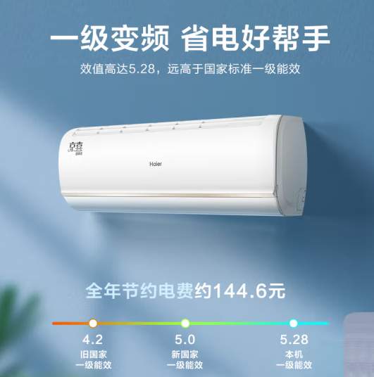 海尔（Haier）大1匹 京喜 新一级能效 智能 变频冷暖壁挂式卧室空调挂机 KFR-26GW/B1KJA81U1